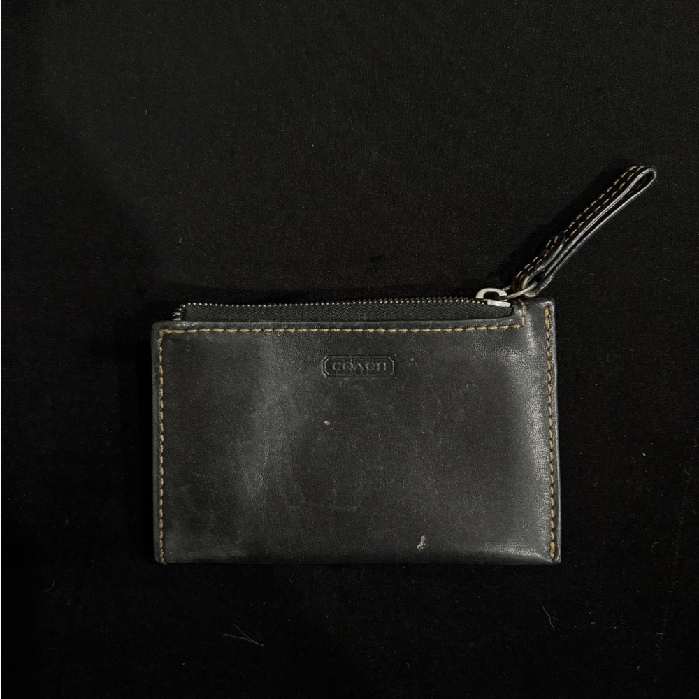 Coach Black Leather Wristlet Wallet Card Case
